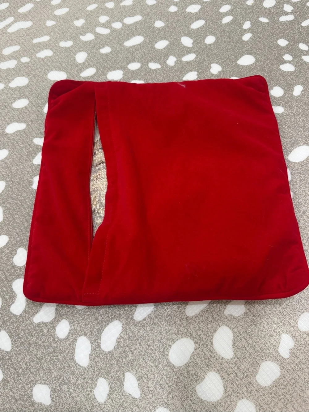 Vintage Needlepoint santa christmas velvet square pillow zipper handmade wool
